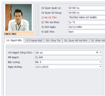 quản lý sơ yếu lý lịch cán bộ